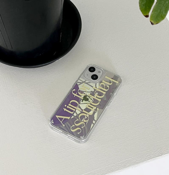 [Mademoment] Happiness Lettering Design Glossy Mirror Phone