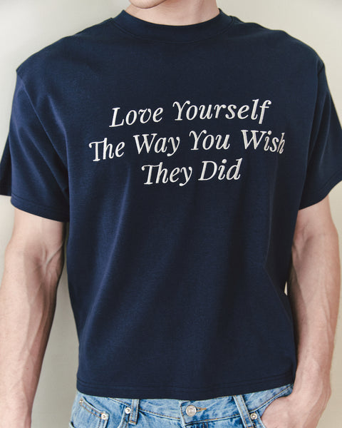 [NOIRNINE] UNISEX Love Yourself T-shirts (NAVY)