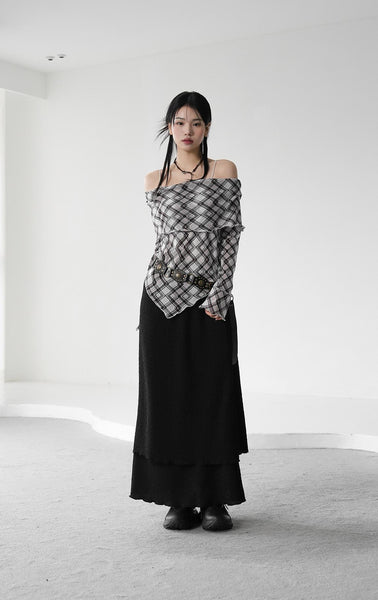 [BINARY01] Withy Layered Long Skirt