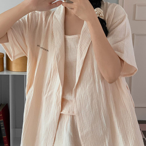 [Juuneedu] Routine Yoru Cotton Robe Pajama Set (6 Colours)