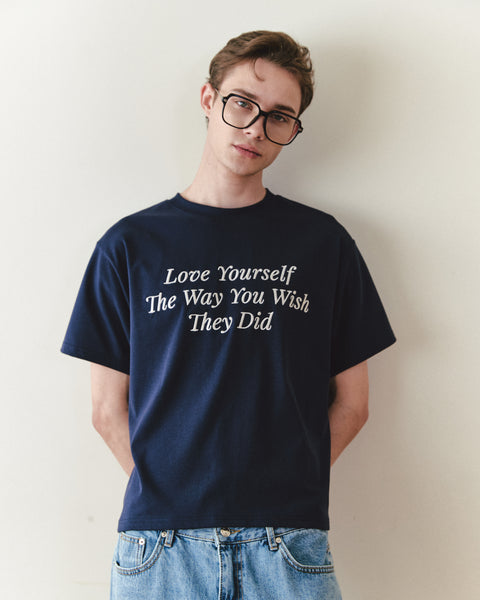 [NOIRNINE] UNISEX Love Yourself T-shirts (NAVY)