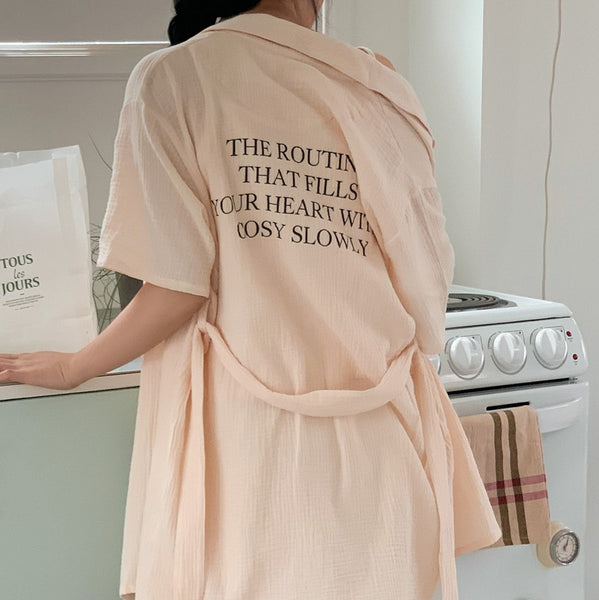 [Juuneedu] Routine Yoru Cotton Robe Pajama Set (6 Colours)