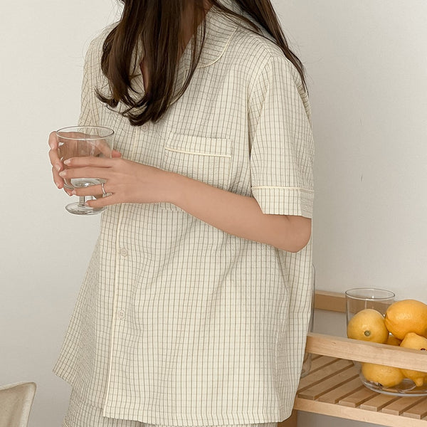 [Juuneedu] Your Seersucker Short Sleeve Pajama Set (3 Colours) (2 Sizes)