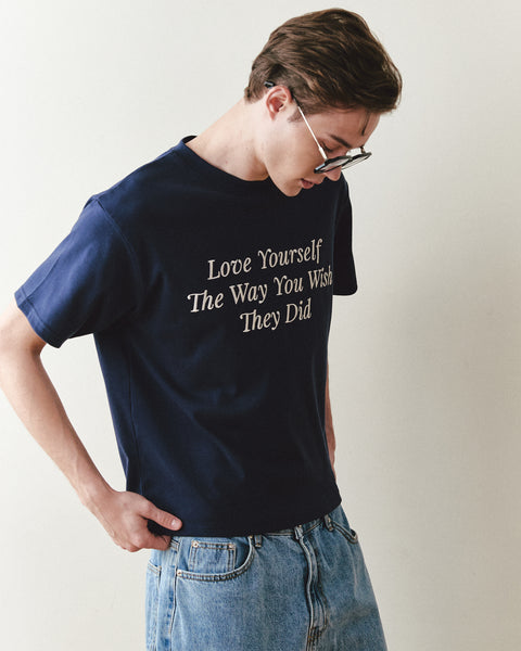 [NOIRNINE] UNISEX Love Yourself T-shirts (NAVY)