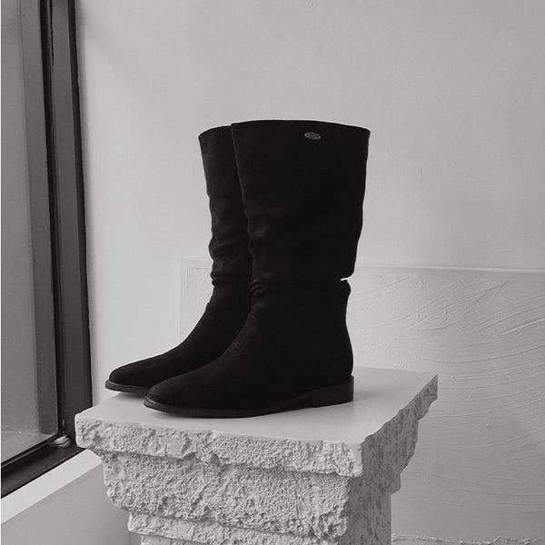 [SLOWAND] # LENTO Nature Shape Boots (Suede Boots) (2 Colors)