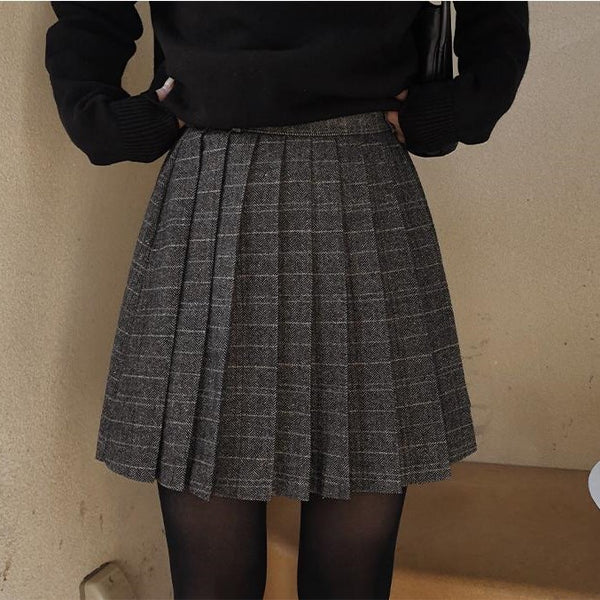 [SLOWAND] # SLOWMADE Herringbone Check Skirt (2 Colours)