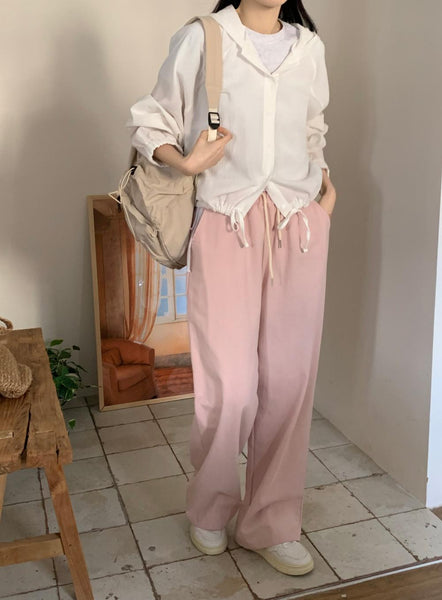 [98°C] Rice Cotton Banding Wide Pants (4 Colors)