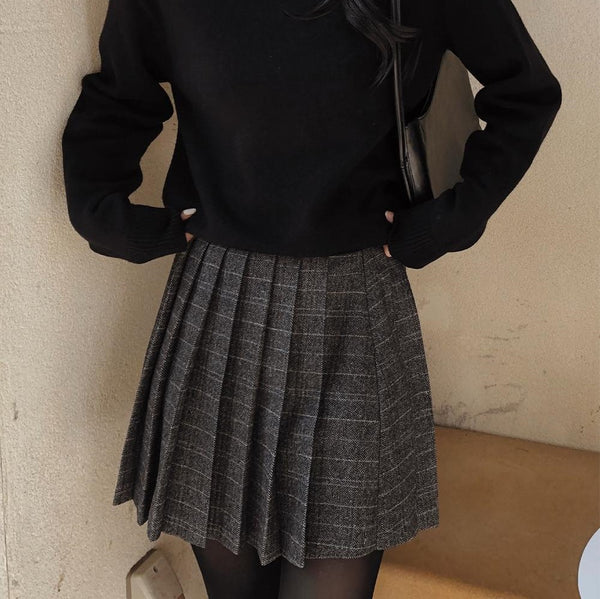 [SLOWAND] # SLOWMADE Herringbone Check Skirt (2 Colours)