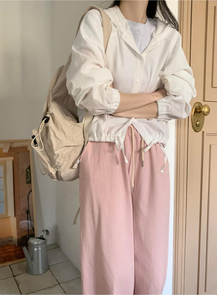 [98°C] Rice Cotton Banding Wide Pants (4 Colors)