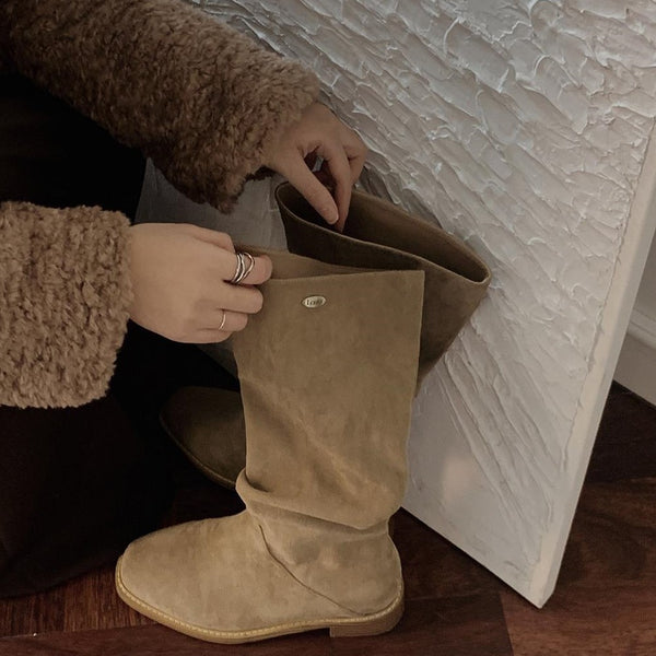 [SLOWAND] # LENTO Nature Shape Boots (Suede Boots) (2 Colors)