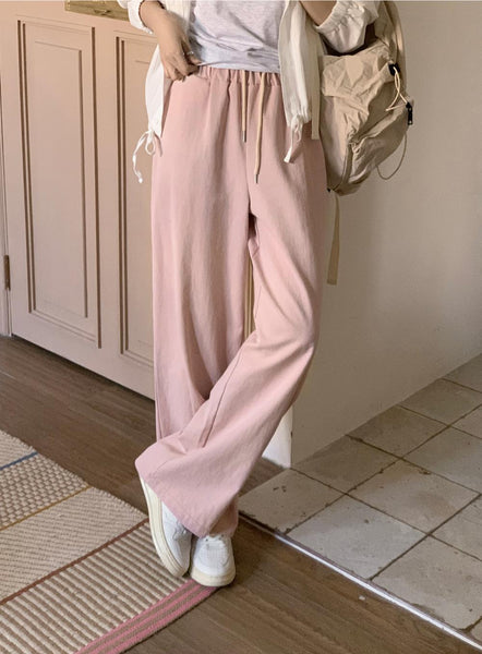 [98°C] Rice Cotton Banding Wide Pants (4 Colors)