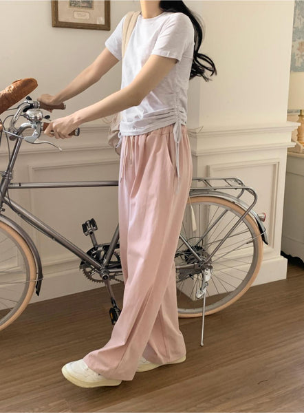 [98°C] Rice Cotton Banding Wide Pants (4 Colors)