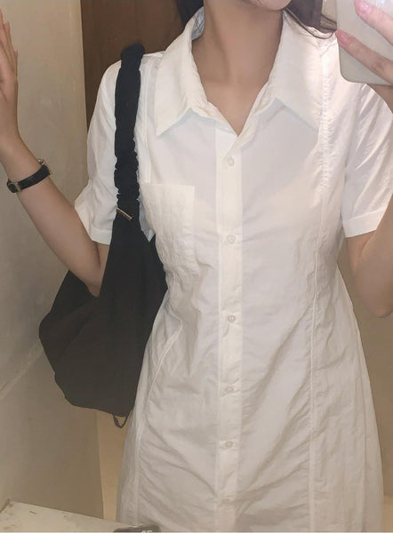 [98°C] Dover Nylon Line Shirt Dress (3 Color)