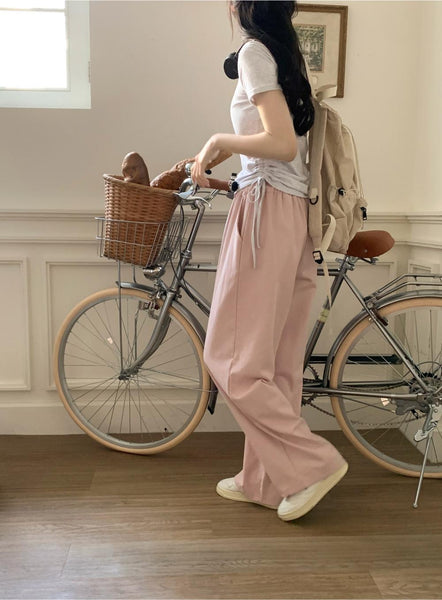 [98°C] Rice Cotton Banding Wide Pants (4 Colors)