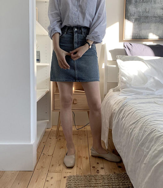 [SLOWAND] #SLOWMADE. Tone-down All-season Denim Skirt (2 Colors)