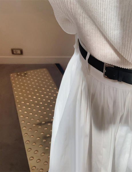 [SLOWAND][Belt set] #SLOWMADE. Black And White Pure Skirt (1 Color)