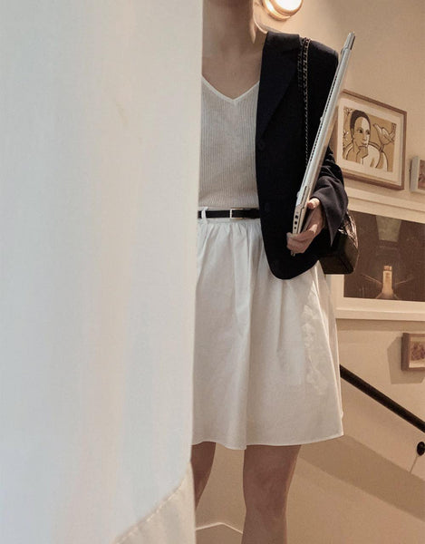 [SLOWAND][Belt set] #SLOWMADE. Black And White Pure Skirt (1 Color)