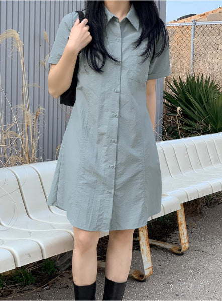 [98°C] Dover Nylon Line Shirt Dress (3 Color)