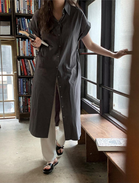 [SLOWAND] # SLOWMADE City Clean Fit Robe Shirt Dress (2 Colors)