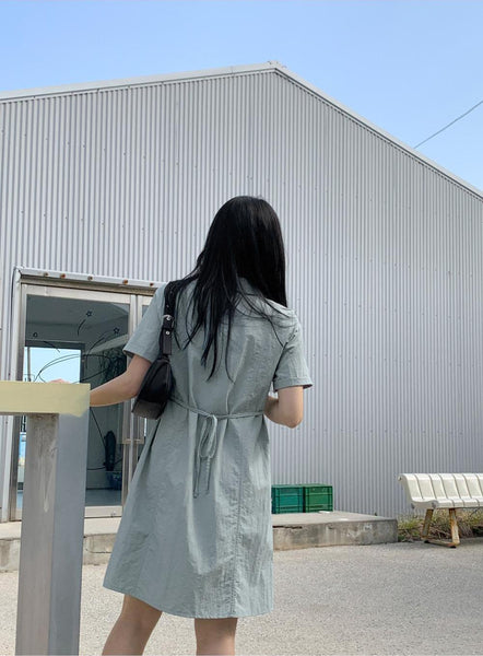 [98°C] Dover Nylon Line Shirt Dress (3 Color)