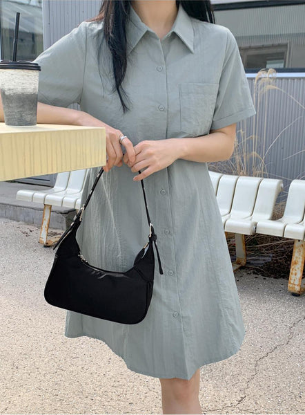 [98°C] Dover Nylon Line Shirt Dress (3 Color)