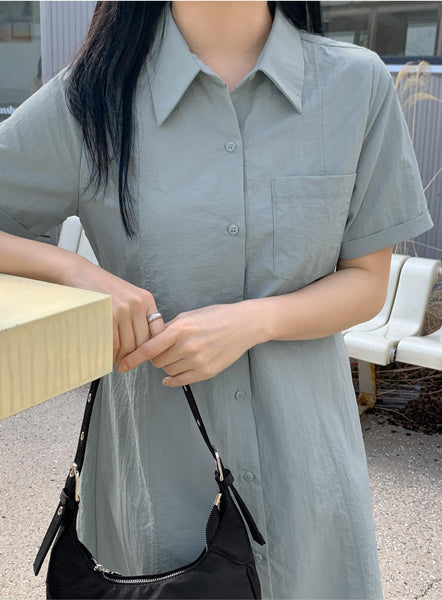 [98°C] Dover Nylon Line Shirt Dress (3 Color)