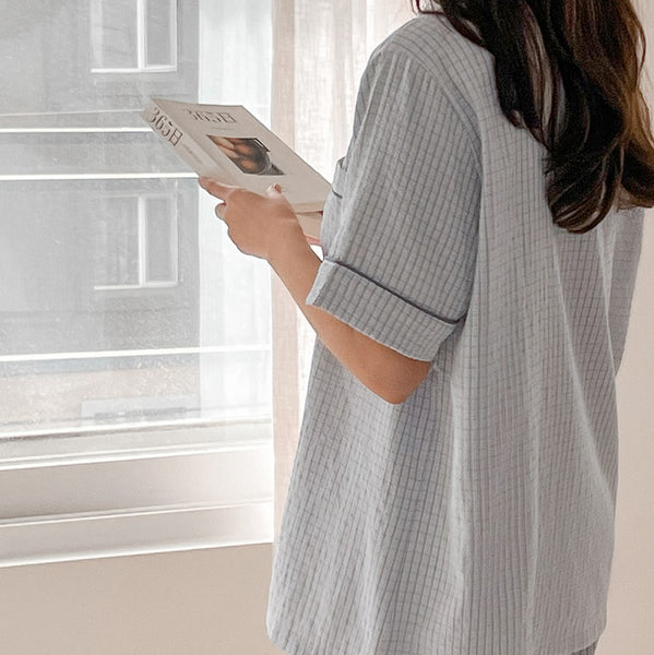 [Juuneedu] Your Seersucker Short Sleeve Pajama Set (3 Colours) (2 Sizes)