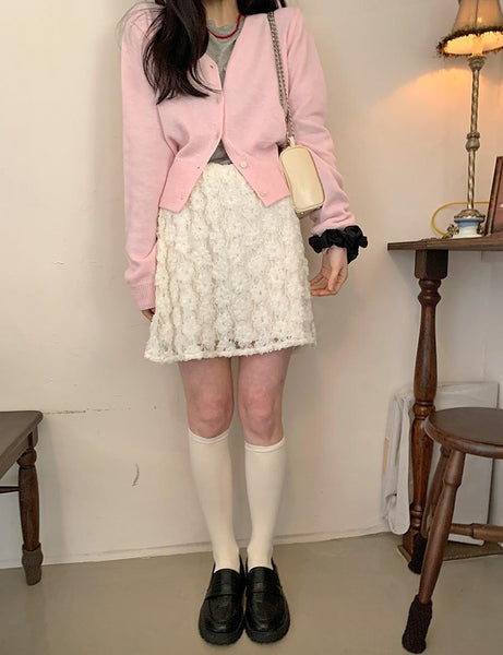 [FROM BEGINNING]  Floral Flower Banding Skirt (2 Colors)