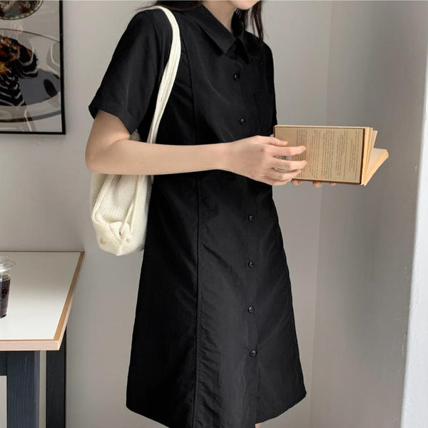 [98°C] Dover Nylon Line Shirt Dress (3 Color)