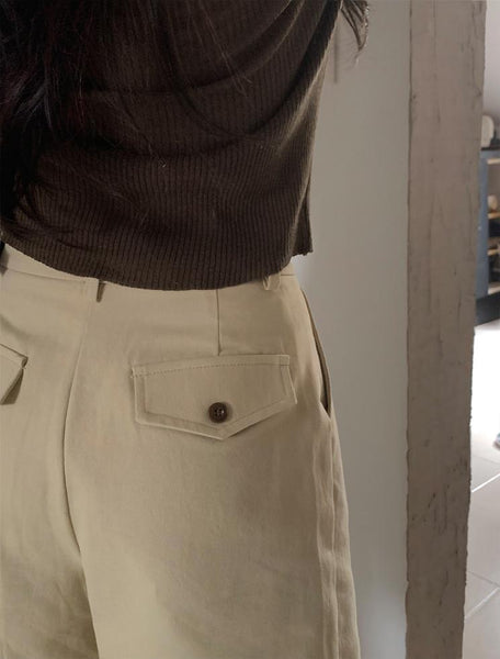 [SLOWAND] Cover Cotton Half One-pin Tuck Pants (3 Colors)