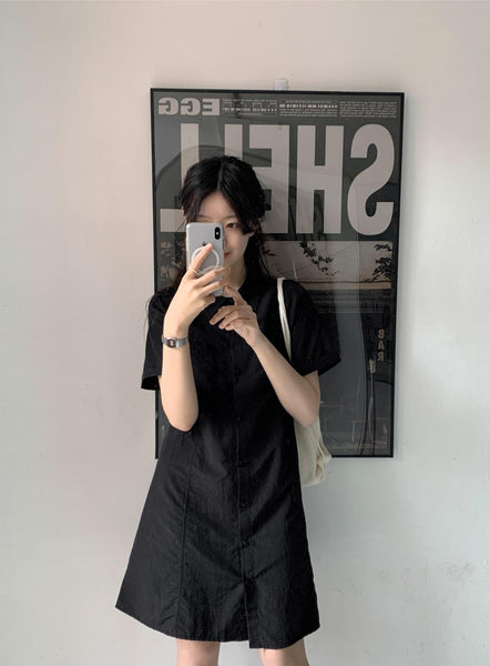 [98°C] Dover Nylon Line Shirt Dress (3 Color)