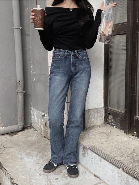 [SLOWAND] #SLOWMADE Semi-boot Cut Denim Pants (4 Colors)