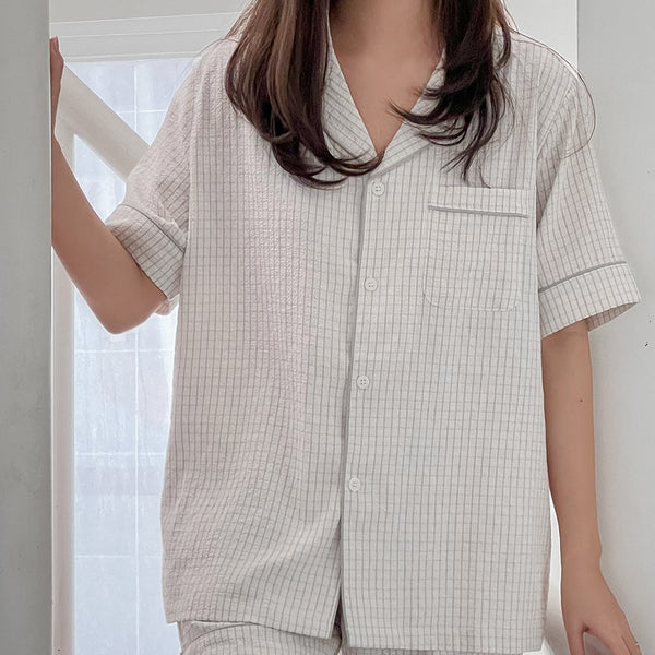 [Juuneedu] Your Seersucker Short Sleeve Pajama Set (3 Colours) (2 Sizes)