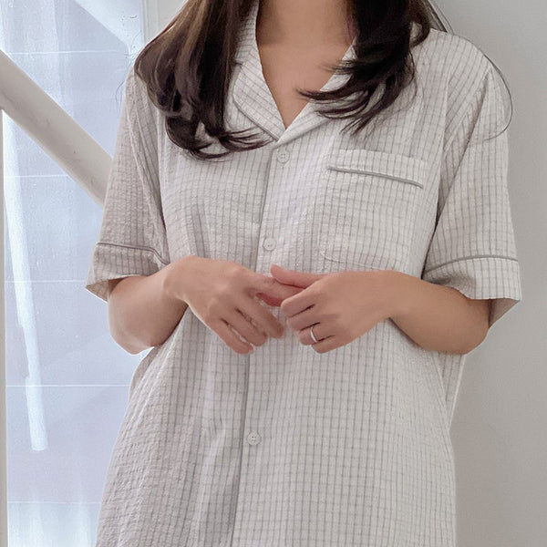 [Juuneedu] Your Seersucker Short Sleeve Pajama Set (3 Colours) (2 Sizes)