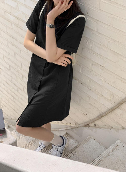 [98°C] Dover Nylon Line Shirt Dress (3 Color)