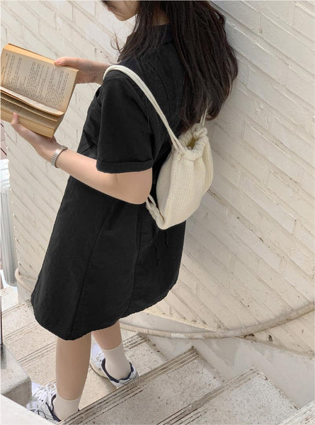 [98°C] Dover Nylon Line Shirt Dress (3 Color)