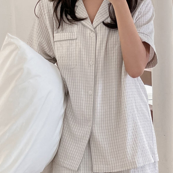 [Juuneedu] Your Seersucker Short Sleeve Pajama Set (3 Colours) (2 Sizes)