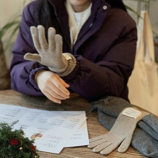 [SLOWAND] French Label Cash Finger Hole Gloves (9 Colours)