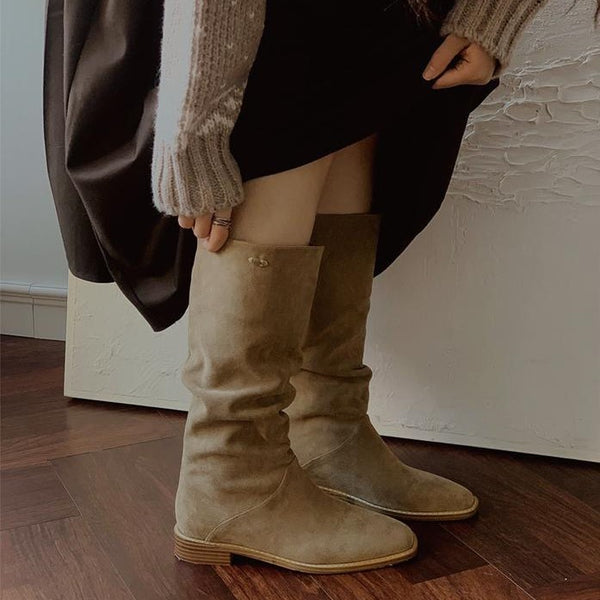 [SLOWAND] # LENTO Nature Shape Boots (Suede Boots) (2 Colors)