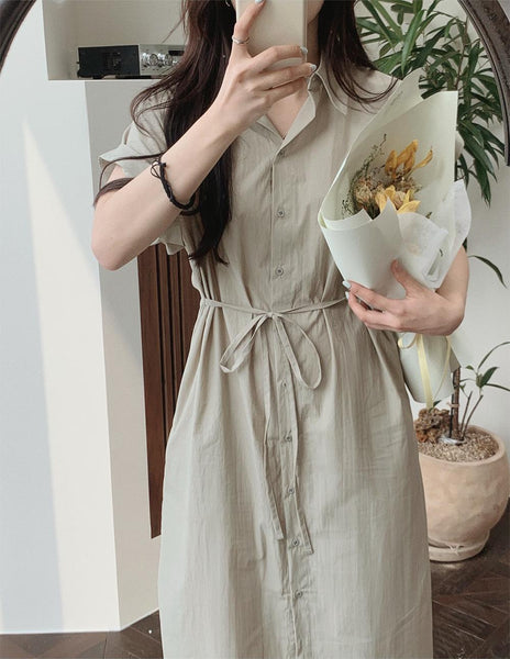 [SLOWAND] # SLOWMADE City Clean Fit Robe Shirt Dress (2 Colors)