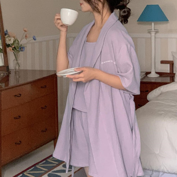 [Juuneedu] Routine Yoru Cotton Robe Pajama Set (6 Colours)