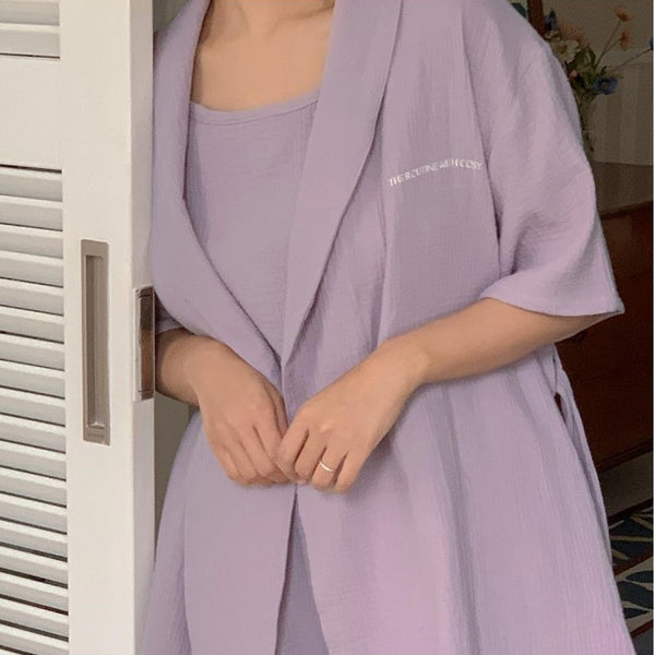 [Juuneedu] Routine Yoru Cotton Robe Pajama Set (6 Colours)