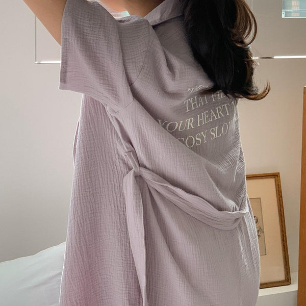 [Juuneedu] Routine Yoru Cotton Robe Pajama Set (6 Colours)