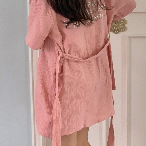 [Juuneedu] Routine Yoru Cotton Robe Pajama Set (6 Colours)