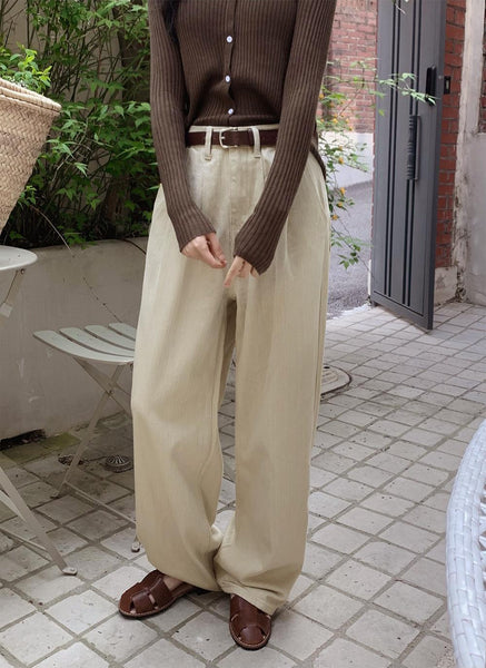 [SLOWAND] Nuts Wide Cotton Pants (4 Colors)