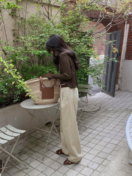 [SLOWAND] Nuts Wide Cotton Pants (4 Colors)