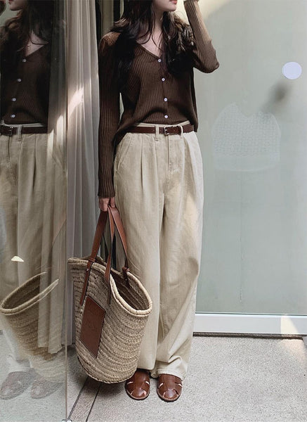 [SLOWAND] Nuts Wide Cotton Pants (4 Colors)