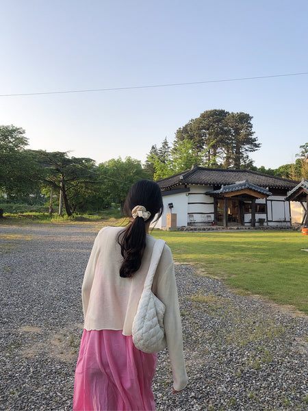 [ovuni] QUILTED HOBO BAG - SATIN IVORY