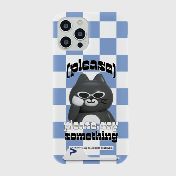 [THENINEMALL] Hey Cat Checkerboard Hard Phone Case (2 types)