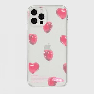 [THENINEMALL] Clear Heart Pattern Clear Phone Case (3 types)